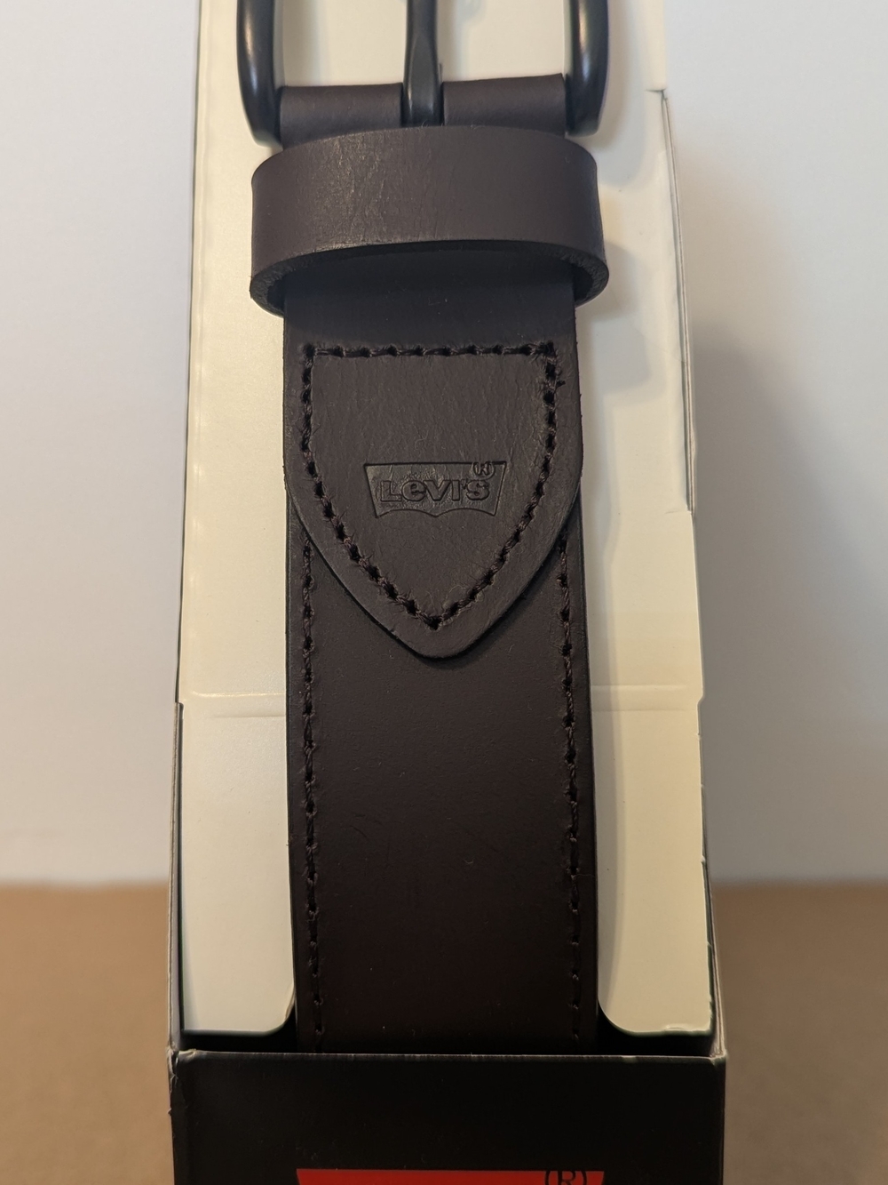 Levi's Brown Leather Belt with Dark Metal Buckle